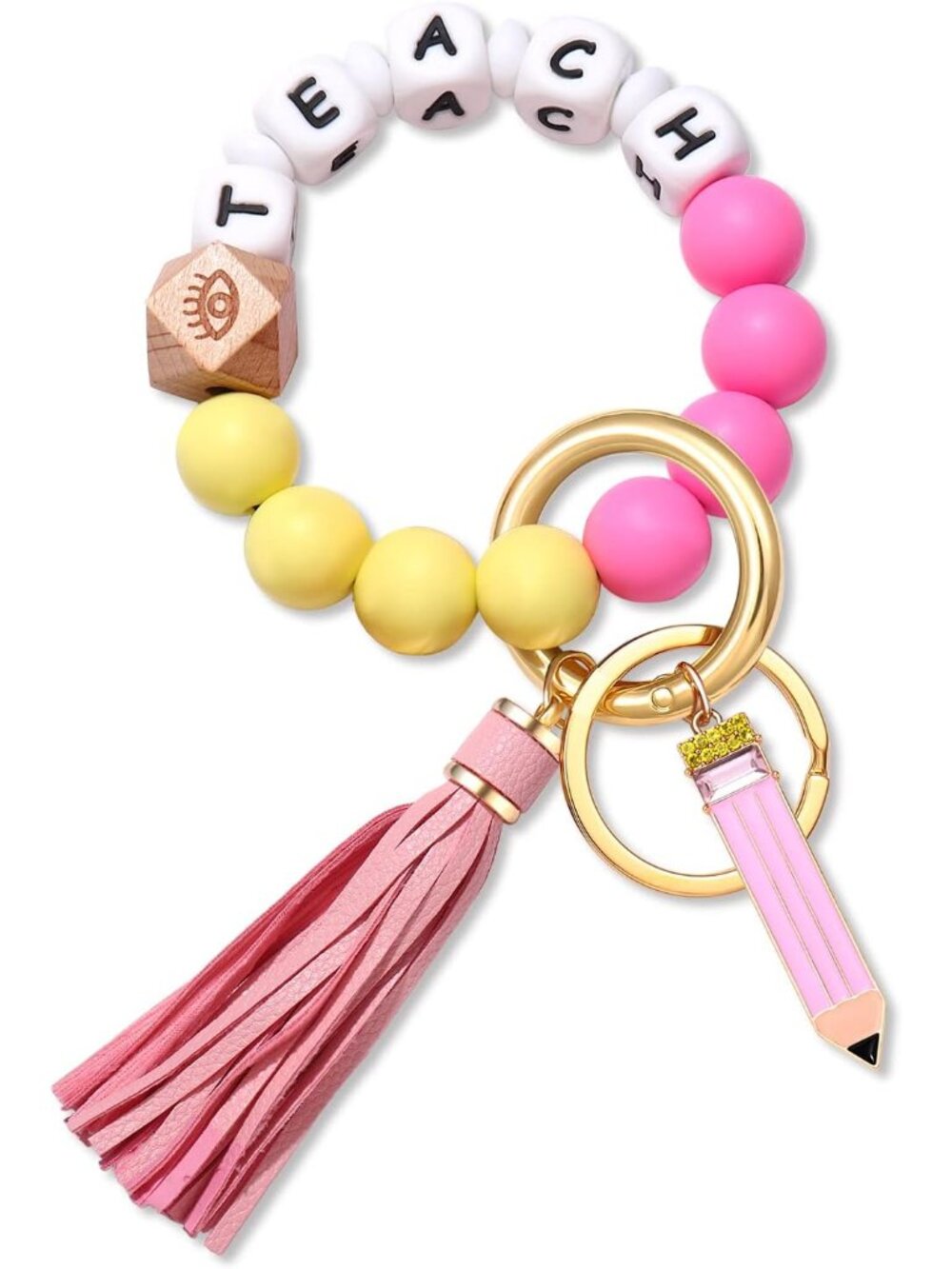Silicone Bracelet Keychain Wristlet Bangle Keyring Portable House Car Keys Ring